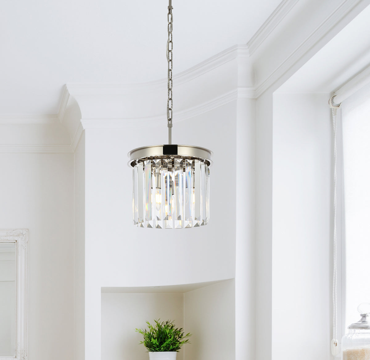 Sydney 3 light polished nickel Pendant Clear Royal Cut Crystal