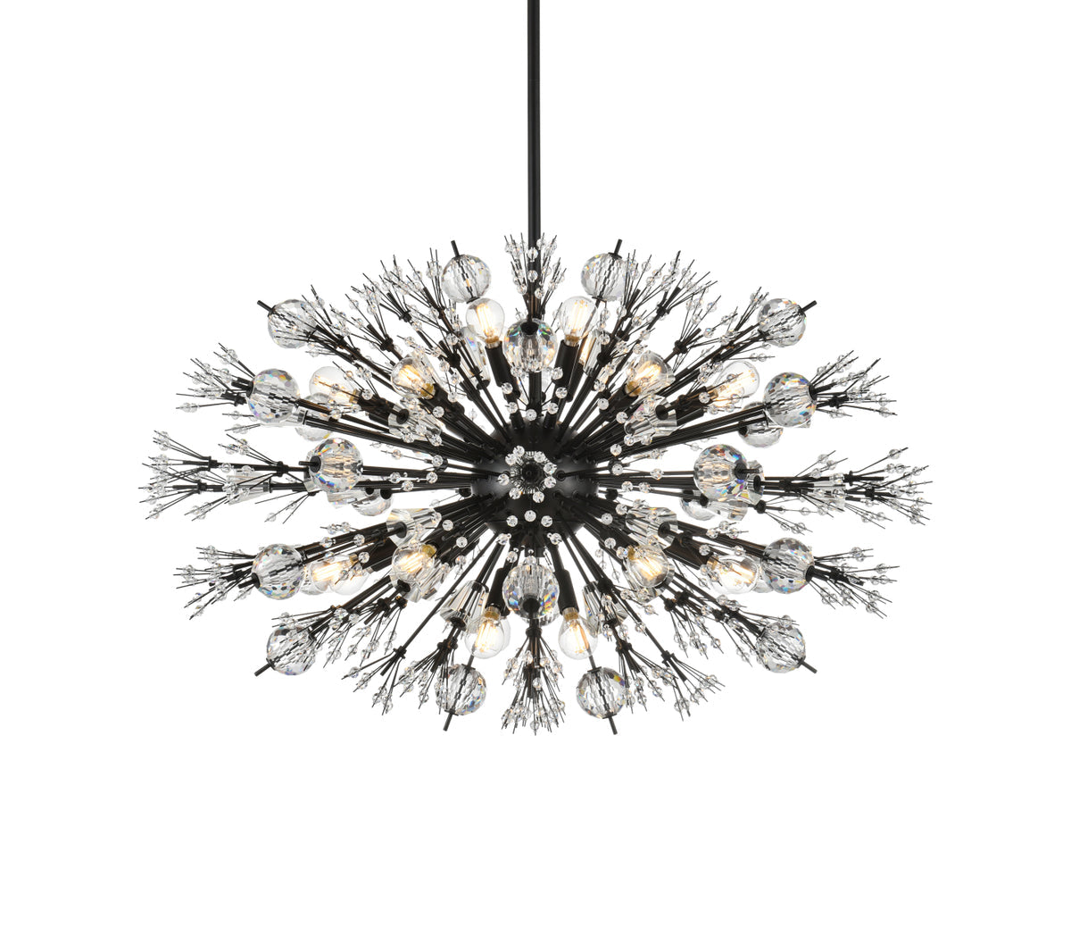 Vera 36 inch crystal starburst oval pendant in black