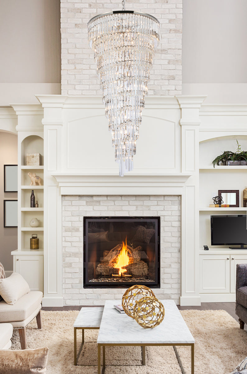 Sydney 36.5 inch spiral crystal chandelier in polished nickel