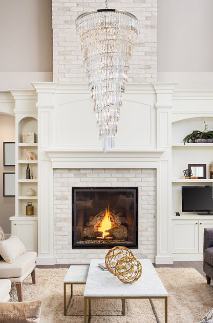 Sydney 36.5 inch spiral crystal chandelier in polished nickel