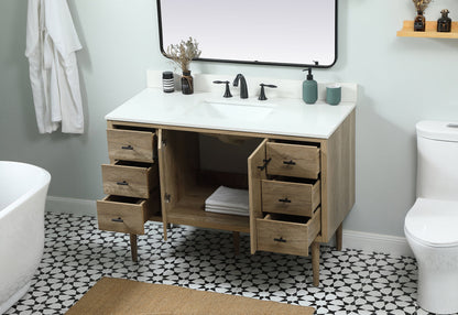 48 inch Single bathroom vanity in natural oak with backsplash