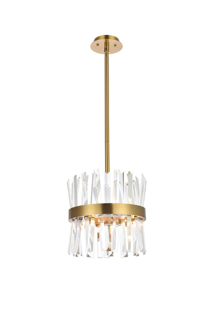 Serephina 12 inch crystal round pendant light in satin gold