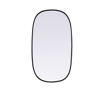 Metal Frame Oval Mirror 20x36 Inch in Black