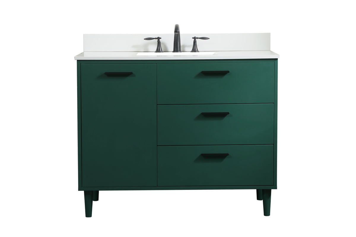 42 inch bathroom vanity in Green with backsplash