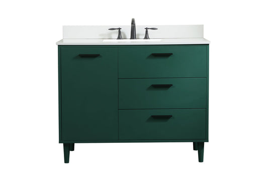 42 inch bathroom vanity in Green with backsplash