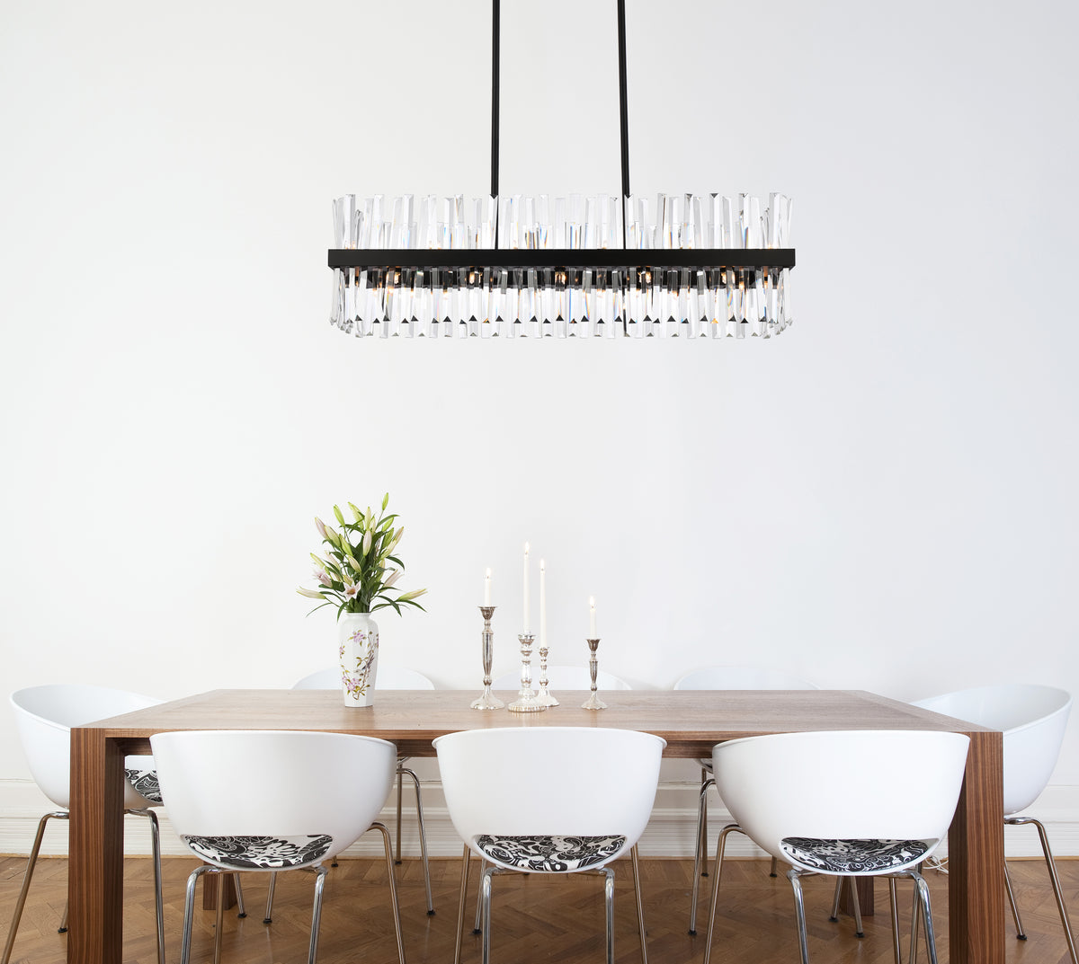 Serephina 42 inch crystal rectangle chandelier light in black