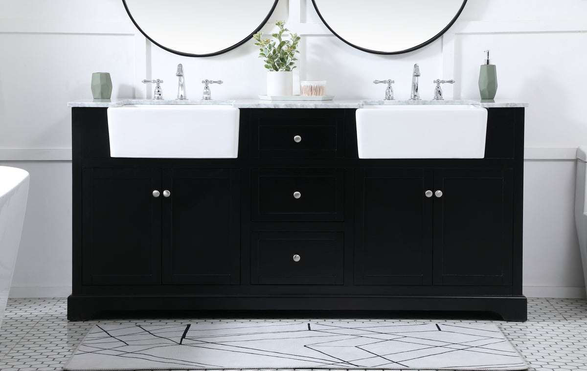 72 inch double bathroom vanity in black