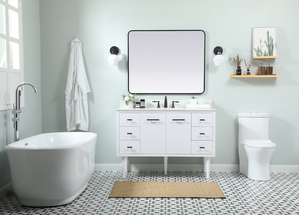 48 inch Single bathroom vanity in white with backsplash