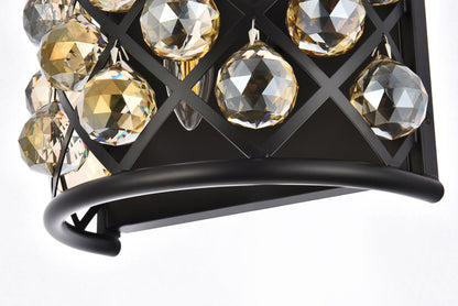Madison 1 light Matte Black Wall Sconce Golden Teak (Smoky) Royal Cut Crystal
