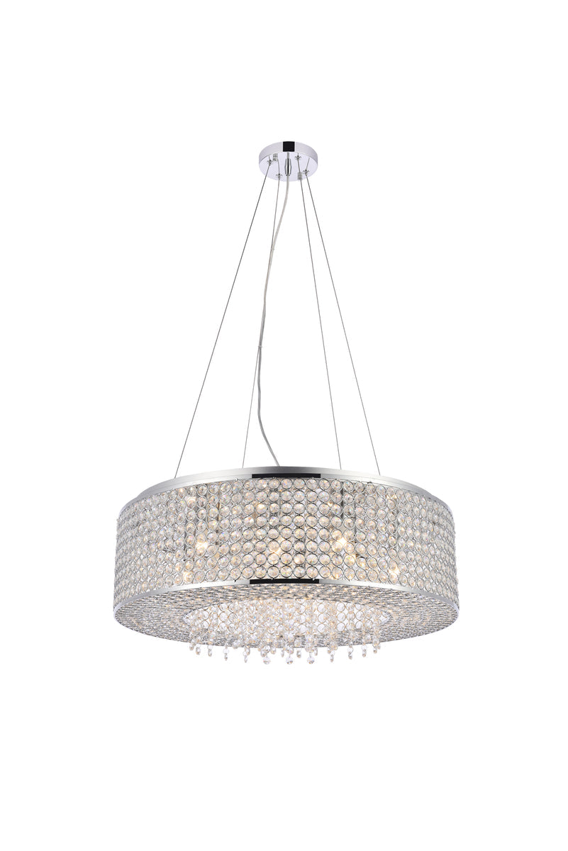 Amelie 10 light Chrome Pendant Clear Royal Cut Crystal