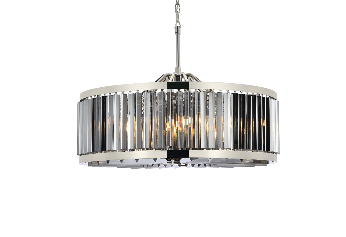 Chelsea 10 light polished nickel Chandelier Silver Shade (Grey) Royal Cut Crystal