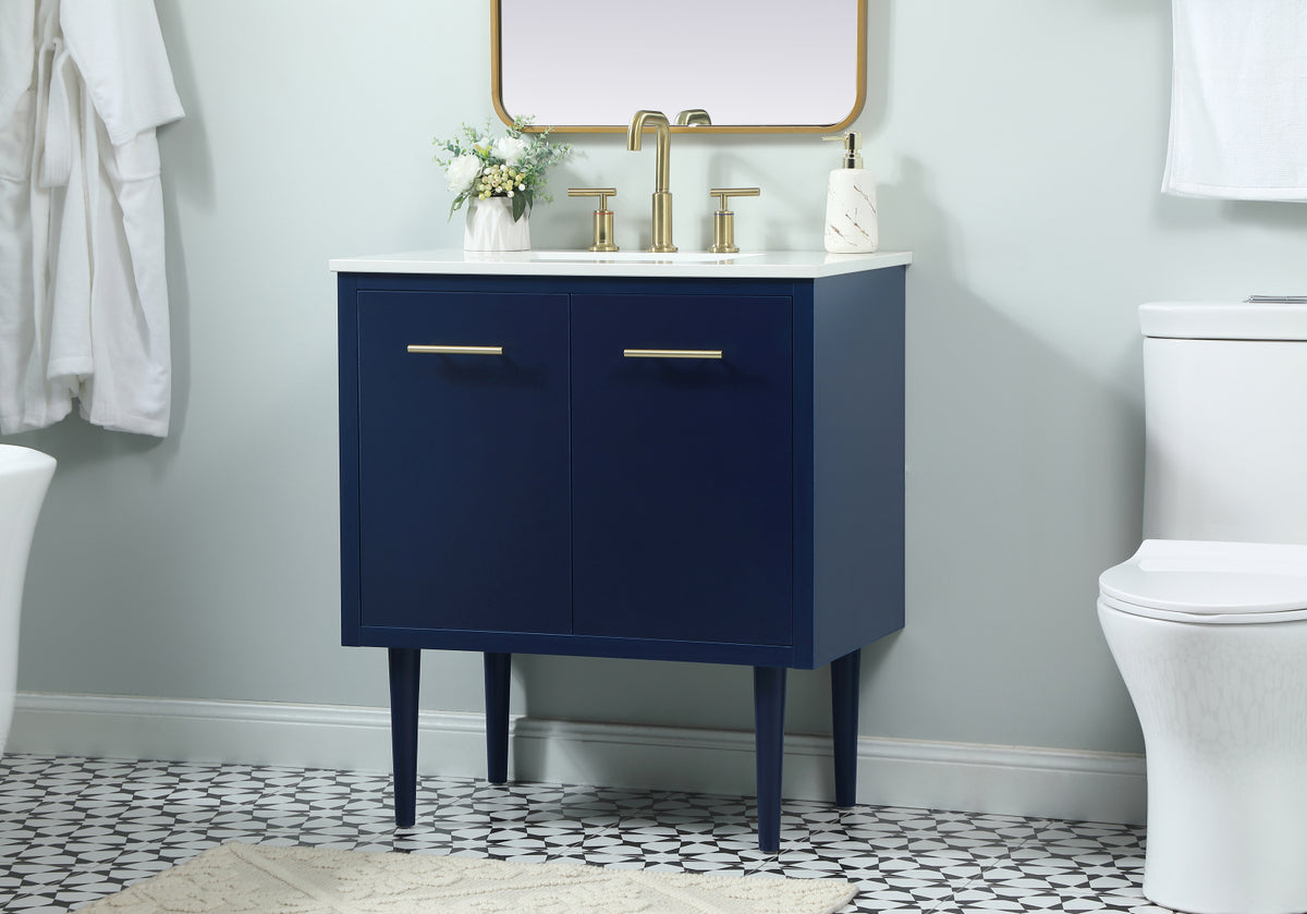 30 inch Single bathroom vanity in blue