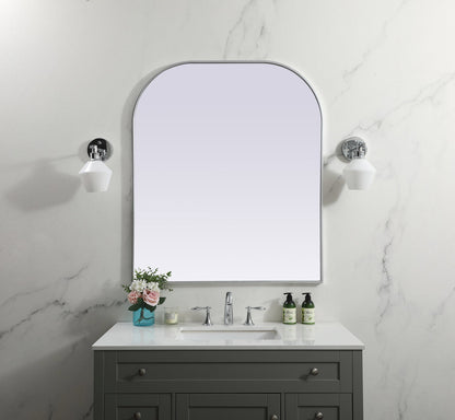 Metal Frame Arch Mirror 36x42 Inch in Silver