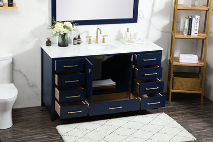 60 inch Single bathroom vanity in blue