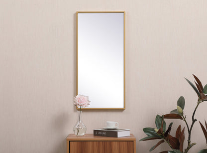 Metal frame rectangle mirror 14x28 inch in brass