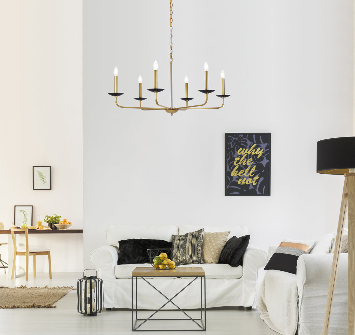 Cohen 36 inch pendant in black and brass