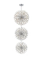 Vera 44 inch three tiers crystal starburst chandelier in chrome