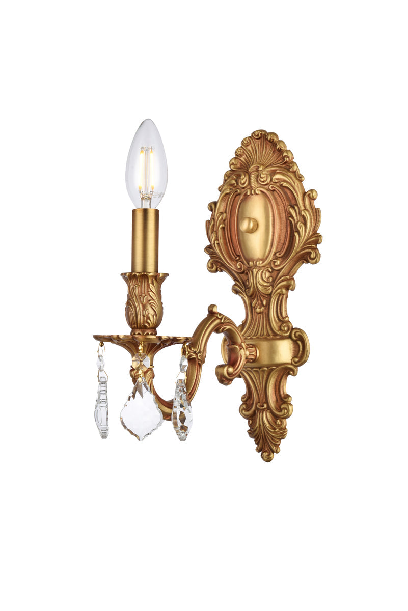 Monarch 1 light French Gold Wall Sconce Clear Royal Cut Crystal