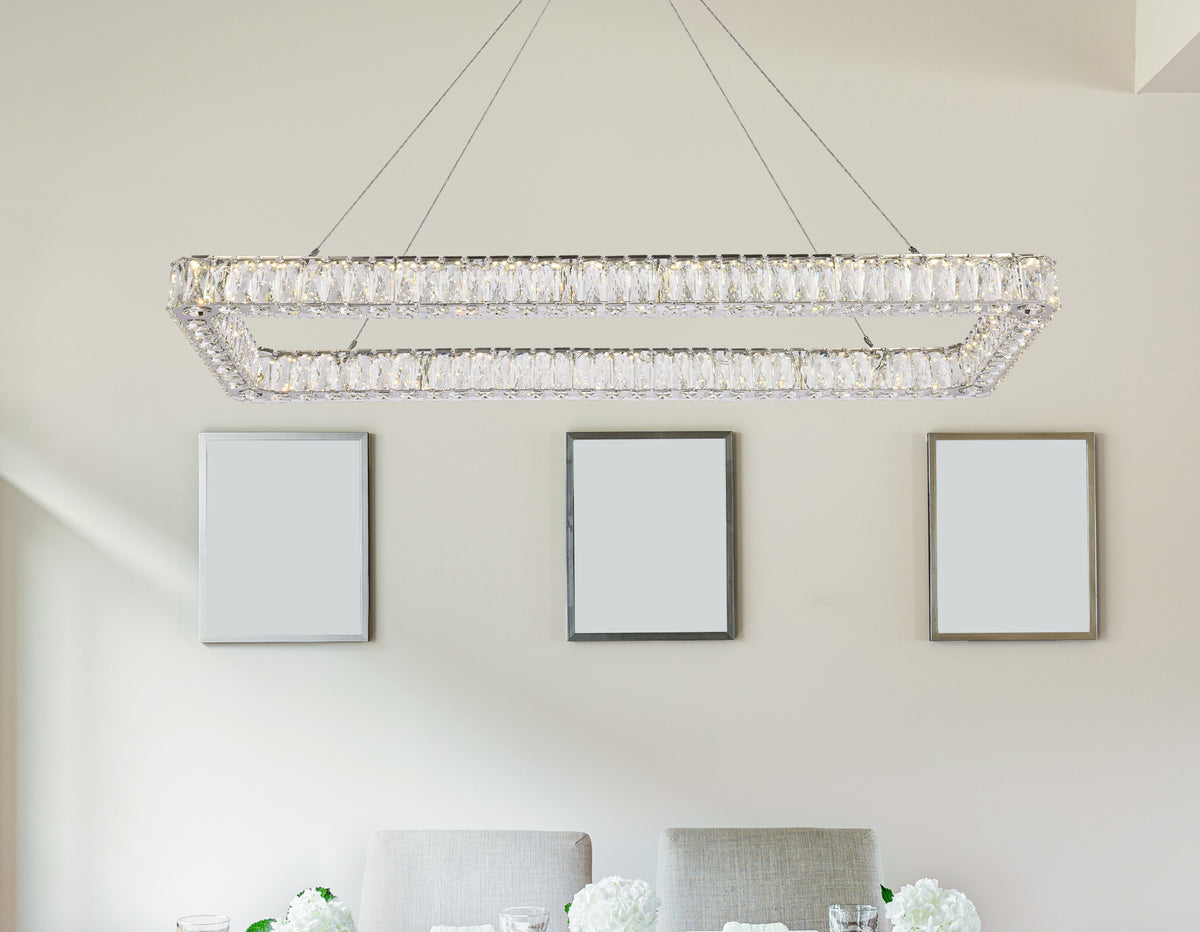 Monroe 50 inch LED Single rectangle pendant in chrome