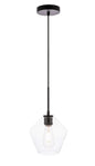 Gene 1 light Black and Clear glass pendant
