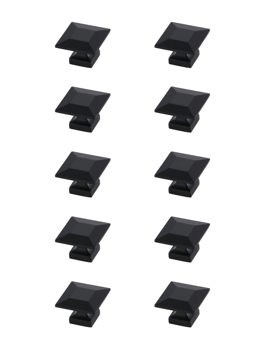 Cecil 1.3" Matte Black Square Knob Multipack (Set of 10)