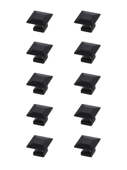 Cecil 1.3" Matte Black Square Knob Multipack (Set of 10)