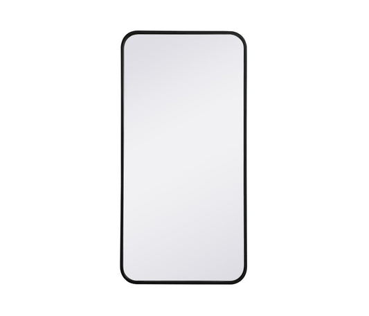 Soft corner metal rectangular mirror 18x36 inch in Black