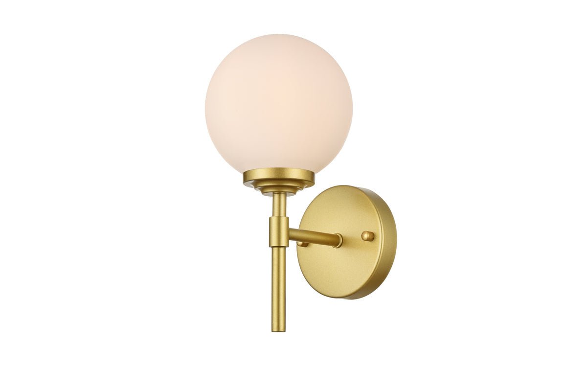 Ansley 1 light Brass and frosted white Bath Sconce