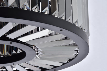 Chelsea 8 light Matte Black Chandelier Silver Shade (Grey) Royal Cut Crystal