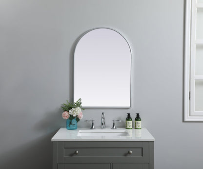 Metal Frame Arch Mirror 22x30 Inch in Silver