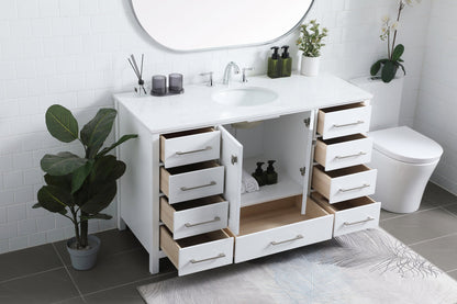 54 Inch SIngle Bathroom Vanity In White