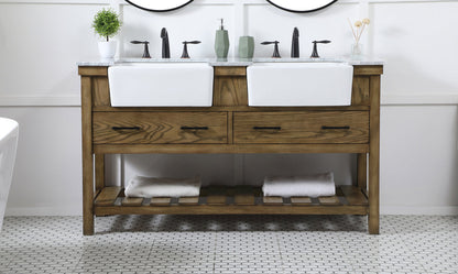 60 inch double bathroom vanity in driftwood
