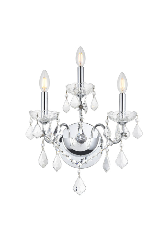 St. Francis 3 light Chrome Wall Sconce Clear Royal Cut Crystal