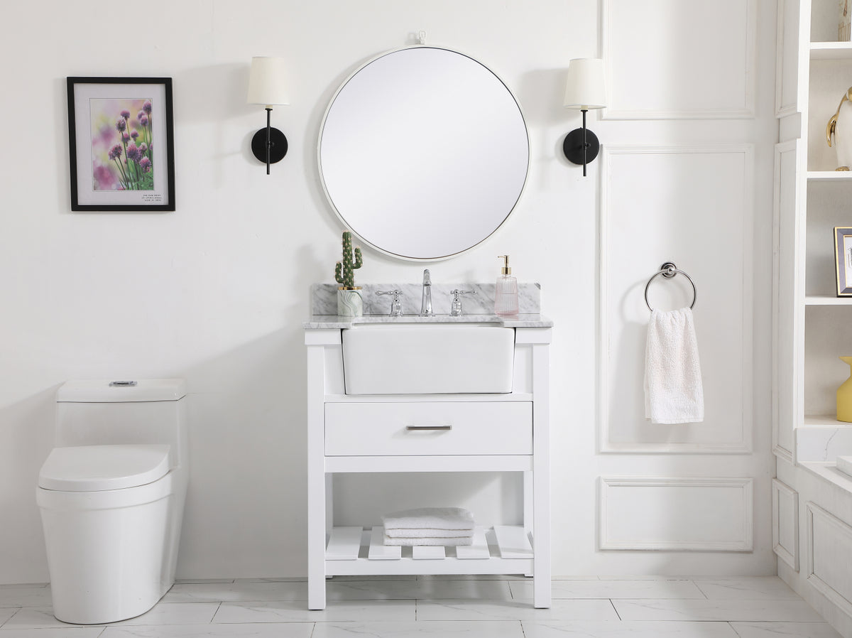 30 inch Single bathroom vanity in white with backsplash