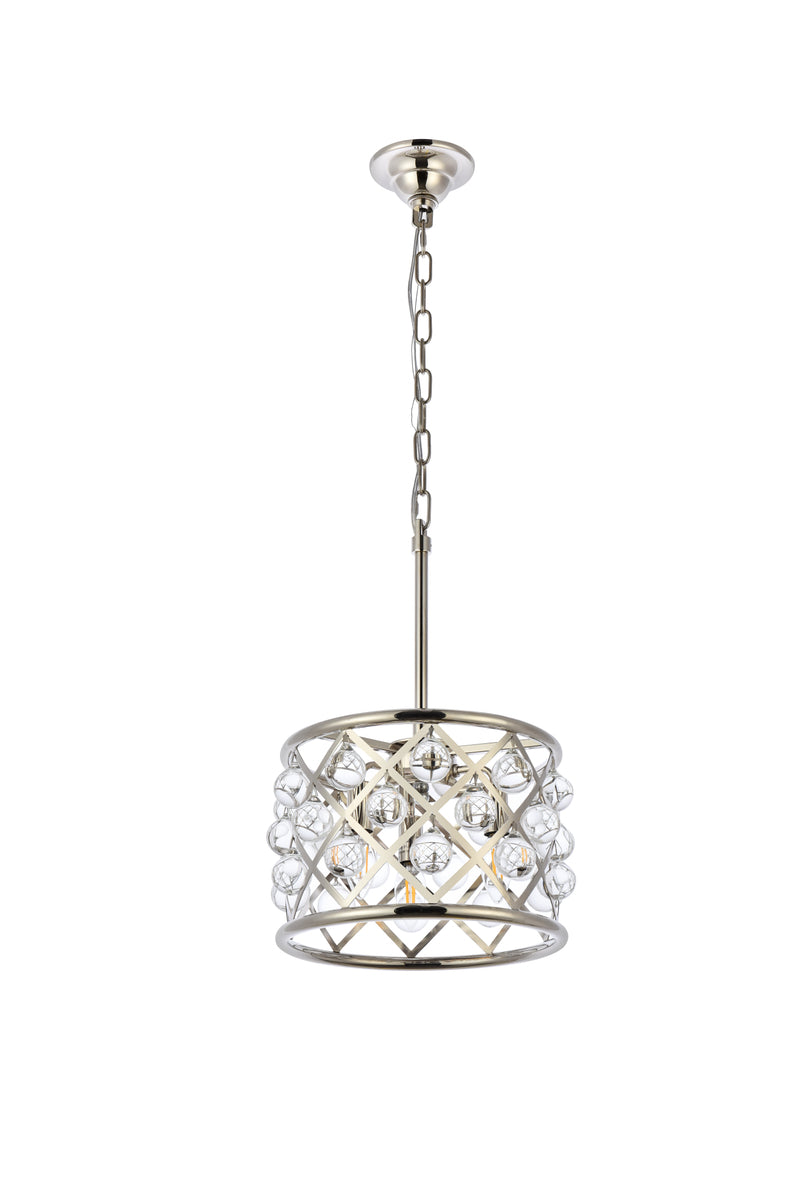 Madison 3 light polished Nickel Pendant Clear Royal Cut Crystal
