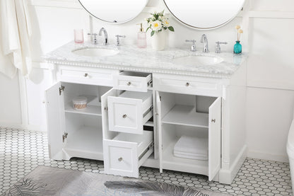 60 inch double bathroom vanity in White