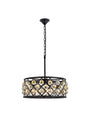 Madison 5 light Matte Black Chandelier Golden Teak (Smoky) Royal Cut Crystal