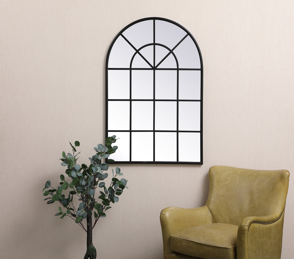 Metal windowpane mirror 32 inch x 47 inch in Black