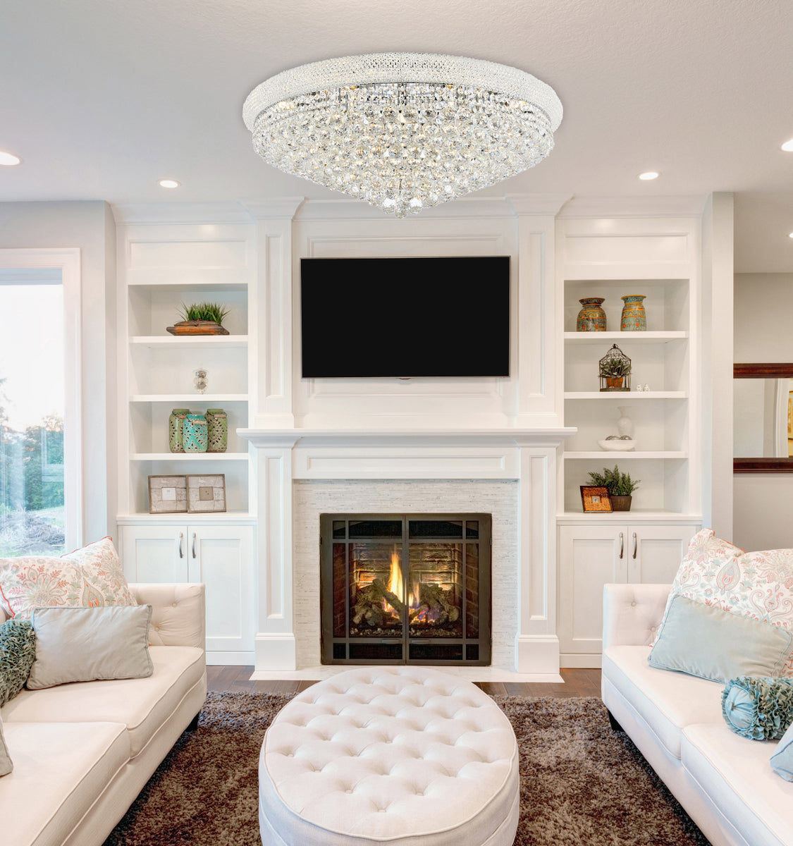 Primo 20 light Chrome Flush Mount Clear Royal Cut Crystal