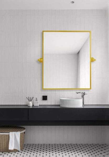 Rectangle pivot mirror 24x20 inch in gold