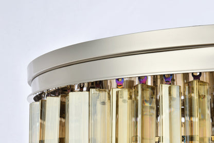 Sydney 17 light polished nickel Flush Mount Golden Teak (Smoky) Royal Cut Crystal