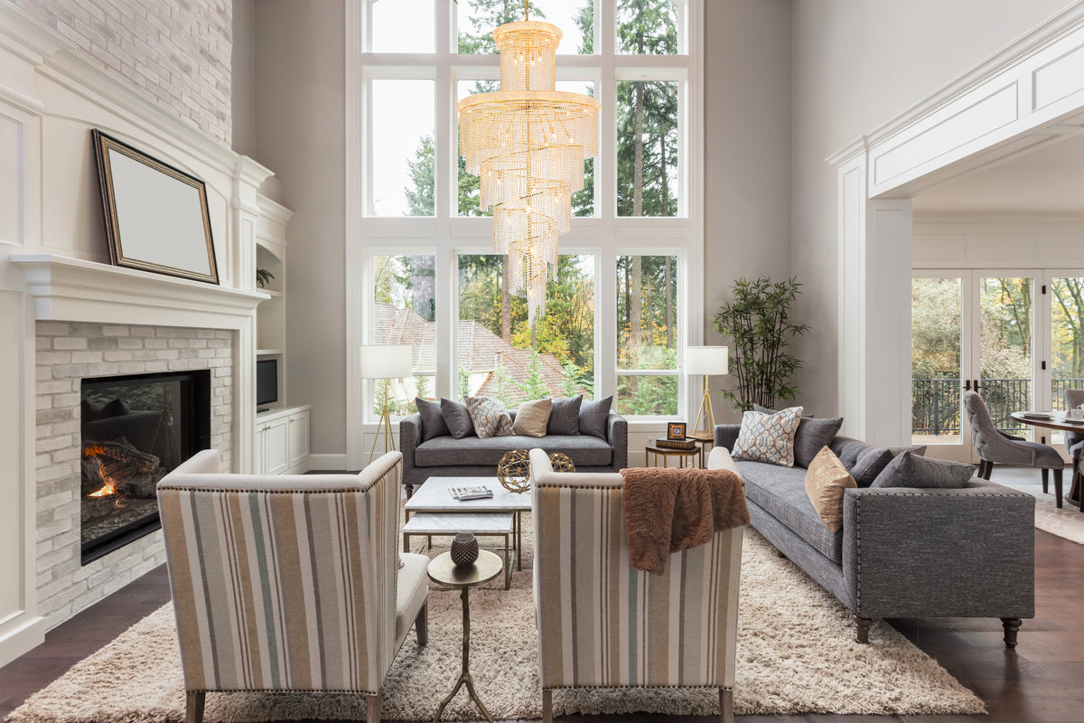 Spiral 41 light Gold Chandelier Clear Royal Cut Crystal