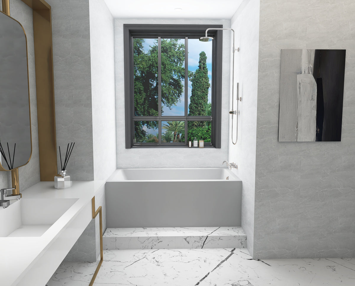 Alcove soaking bathtub 32x60 inch right drain in glossy white