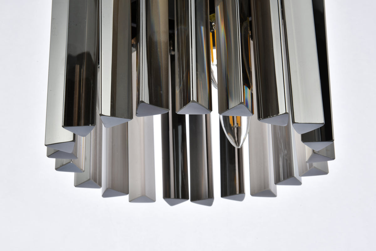 Sydney 3 light Matte Black Pendant Silver Shade (Grey) Royal Cut Crystal