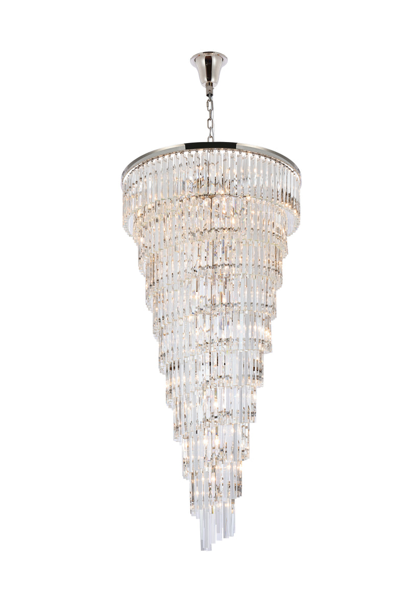 Sydney 36.5 inch spiral crystal chandelier in polished nickel