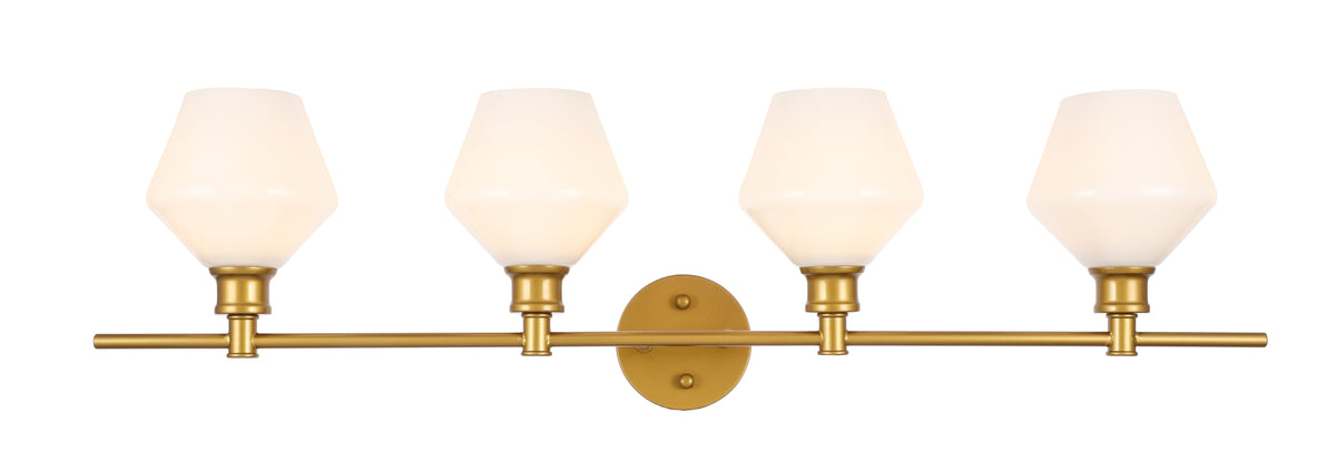 Gene 4 light Brass and Frosted white glass Wall sconce