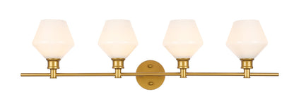 Gene 4 light Brass and Frosted white glass Wall sconce