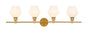 Gene 4 light Brass and Frosted white glass Wall sconce