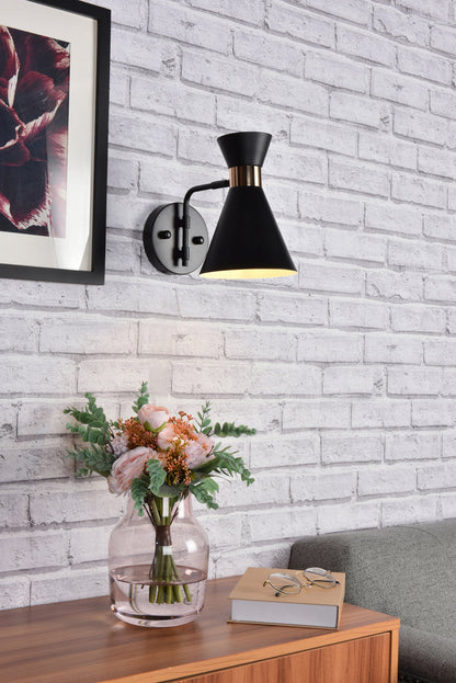 Halycon 6 inch black wall sconce