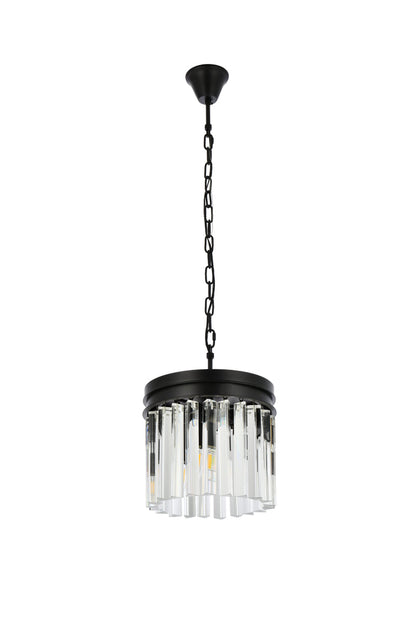 Sydney 3 light Matte Black Pendant Clear Royal Cut Crystal